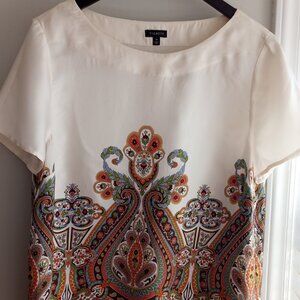 'Talbots' Short Sleeve Blouse Size 14 100%Silk EUC